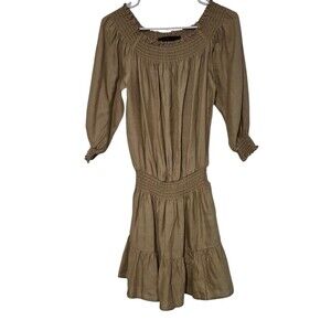 Nicole Miller M Deess Linen Rayon Brown Rushed Granola Girl